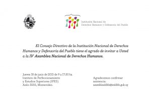 Invitación a la IV Asamblea Nacional de Derechos Humanos – inscripciones –